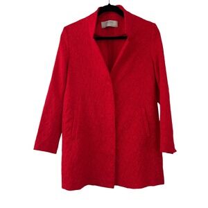 Zara Basic Red Textured Outerwear Department Blazer Coat Size XS S‎ M